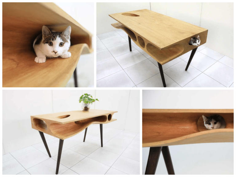 Una mesa especialmente hecha para gatos